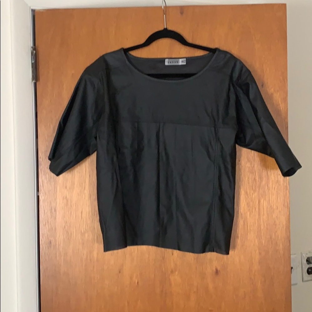 Black faux leather t shirt